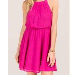Francesca’s hot pink high neck dress